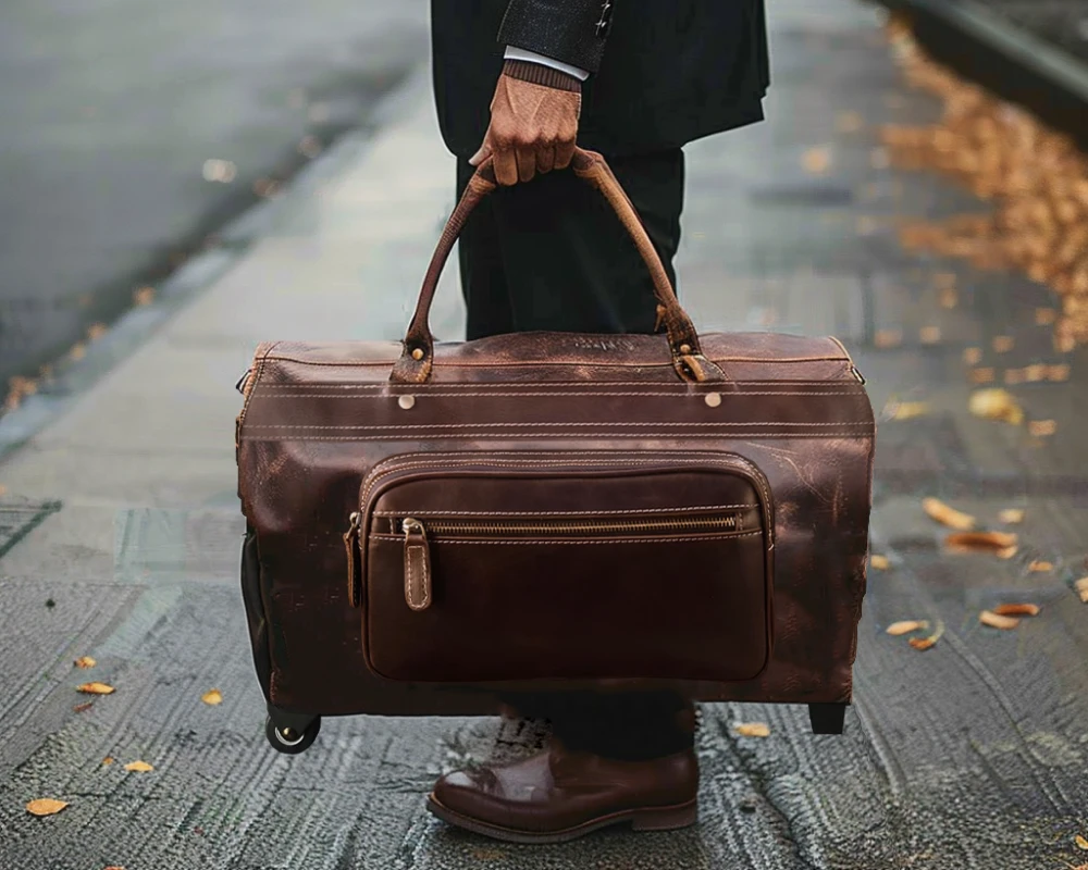 carry on leather duffle bag
